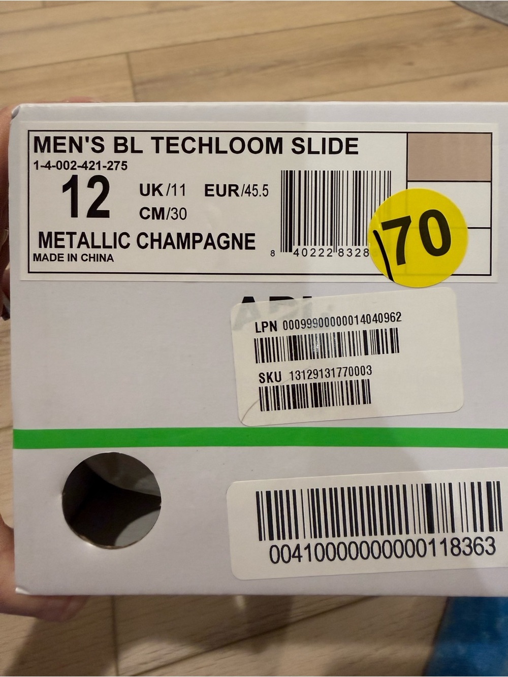 NIB APL Metallic Champagne Men's Techloom Slide Sandals Size 12 - Picture 6 of 6
